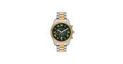 Gents Two Tone Bracelet Michael Kors Lexington Watch With Green Chronograph Dial image