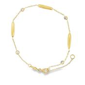 9ct Yellow Gold Round Rubover CZ Bracelet With Bars 8" image
