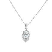 9ct White Gold CZ Fancy Oval Halo Pendant image