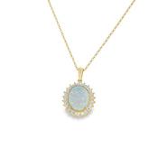 9ct Opal Oval Pendant With CZ Halo image