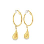 9ct Yellow Gold 15mm Hoop Earrings With Pear Drop