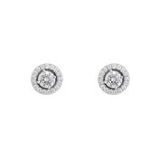 Sterling Silver CZ 2 In 1 Round Halo Earrings image