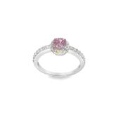 Sterling Silver Round Pink CZ Ring with CZ Halo and Shoulders image