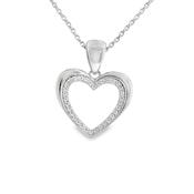Sterling Silver Open Polished and CZ Heart Pendant image