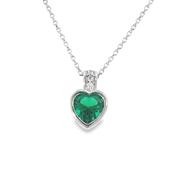 Sterling Silver Rubover Set Green CZ Pendant with CZ Baile image