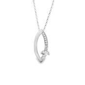 Sterling Silver Open CZ and Polished Marquise Shape Pendant with Trinity Knot Detail image