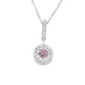 Sterling Silver Round Pink CZ Cluster Pendant with CZ Baile image