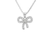 Sterling Silver CZ Bow Pendant image