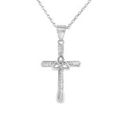 Sterling Silver CZ Cross Pendant with Trinity Knot Centre image