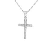 Sterling Silver Channel Set CZ Cross Pendant image
