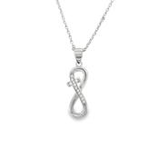Sterling Silver CZ and Polished Infinity Pendant image