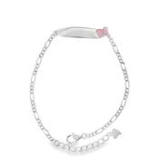 Sterling Silver Kids ID Bracelet With Pink Butterfly image