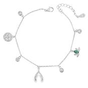 Sterling Silver CZ Multi Charm Bracelet image