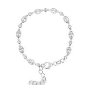 Sterling Silver CZ Round &amp; Oval Rubover Bracelet image