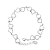 Sterling Silver CZ &amp; Polished Heart Bracelet image