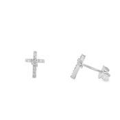 Sterling Silver CZ Cross Earrings image
