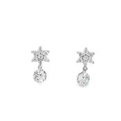 Sterling Silver CZ Flower Drop Earrings image