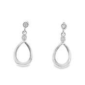 Sterling Silver CZ Open Pear Drop Earrings image