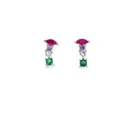 Sterling Silver CZ Multicoloured Drop Earrings image