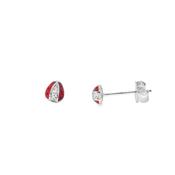 Sterling Silver CZ Red Enamel Ladybird Earrings image