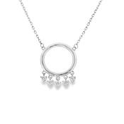 Sterling Silver Open Circle CZ Drop Necklet image