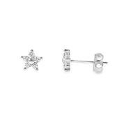 Sterling Silver CZ Flower Earrings image