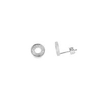 Sterling Silver CZ Open Circle Stud Earrings image