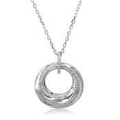 Sterling Silver CZ Open Twist Circle Necklet image