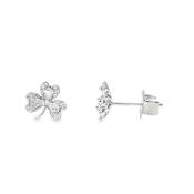 Sterling Silver CZ Shamrock Earrings image