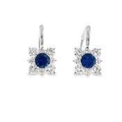 Sterling Silver CZ Blue Square Drop Earrings image