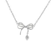 Sterling Silver CZ Bow Necklet image