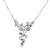 Sterling Silver Pave CZ and Polished Disc Necklet image