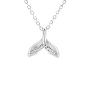 Sterling Silver CZ Whale Tail Necklet image