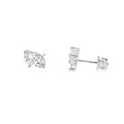 Sterling Silver CZ Heart &amp; Pear Moi Et Toi Earrings image