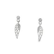 Sterling Silver CZ Wing Drop Earrings image