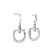 Sterling Silver CZ Horseshoe Drop Earrings image