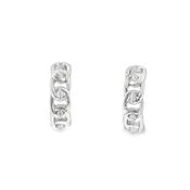 Sterling Silver CZ Chain Link 1/2 Hoop Earrings image