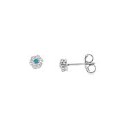 Sterling Silver CZ &amp; Blue Flower Earrings image