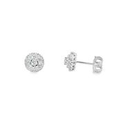 Sterling Silver Round CZ Cluster Earrings image