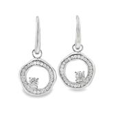 Sterling Silver CZ Open Circle Drop Earrings image