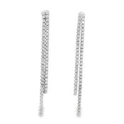 Sterling Silver CZ Double Line Drop Earrings image