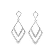Sterling Silver CZ Double V Drop Earrings image
