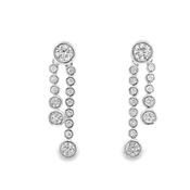 Sterling Silver CZ Round Rubover Drop Earrings image