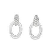 Sterling Silver Open Oval CZ Marquise Earrings image