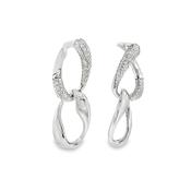 Sterling Silver CZ Round Open Double Drop Earrings image