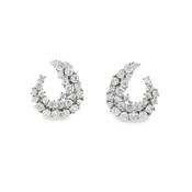 Sterling Silver CZ Swirl Cluster Earrings image
