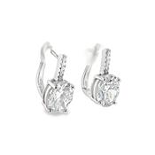 Sterling Silver CZ Oval Drop Earrings image