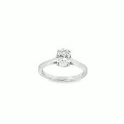 Platinum 4 Claw Oval Cut Solitaire Cultured Diamond Ring 1.00ct image