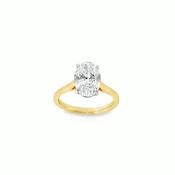 18ct Yellow Gold 4 Claw Oval Cut Solitaire Cultured Diamond Ring 2.50ct image