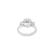 Platinum 3 Stone Oval Cut Centre Cultured Diamond Ring With Round Brilliant Shoulders 2.64ct image